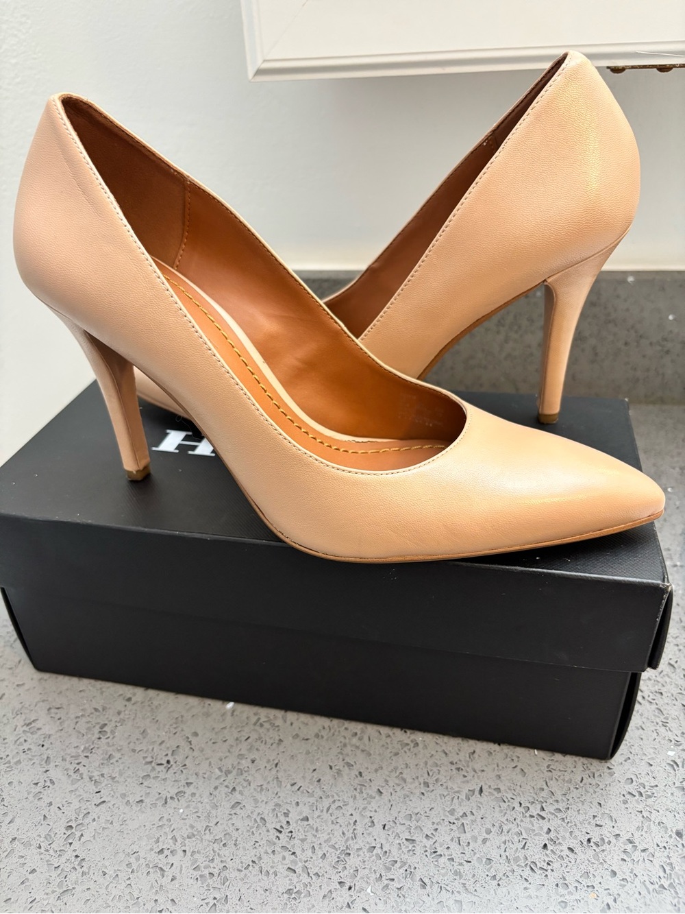Coach Beige Leather Pointed-Toe Heels - Picture 3 of 6